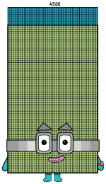 Numberblock 4500: Tall Meadow-Colored Giant with a Cool Blue Roof 🔢🌿🔵 Colored Example
