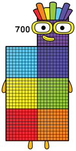 Numberblock 700 with rainbow hair and big yellow glasses 🌈👓😊 Colored Example