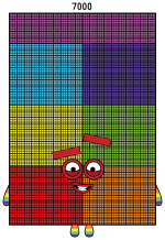 Numberblock 7000 Giant Math Friend 🔢✨🎓 Colored Example
