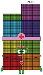 Numberblock 7400 Mathematical Giant 🔢✨🏗️ Colored Example