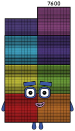 Numberblock 7600 Step-Shaped Friend 🔢✨🌟 Colored Example
