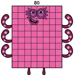 Numberblock 80 the Math Superhero with Octopus Arms 🦑🔢 Colored Example