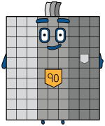 Numberblock 90 the Magical Gray Wizard with a Secret Pocket 🧙‍♂️🔢 Colored Example