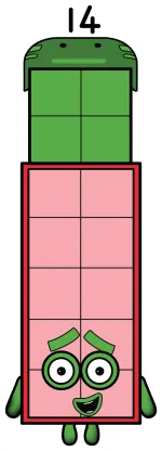 Numberblock Fourteen the Energetic Skateboarder 🛹🔢🌈 Colored Example