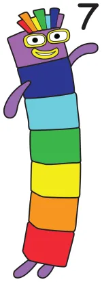 Numberblock Seven is the lucky rainbow character who represents the number 7 in Numberland! 🌈🎲😊 Colored Example