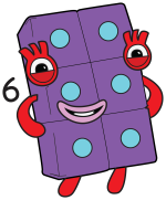 Meet Numberblock Six, the game-loving dice-themed character who represents the number 6! 🎲🎲🎲 Colored Example