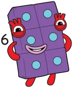Meet Numberblock Six, the game-loving dice-themed character who represents the number 6! 🎲🎲🎲 Colored Example