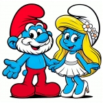 Papa Smurf and Smurfette 🍄🔵🌼 Colored Example