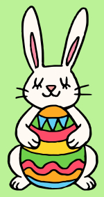 Peaceful Easter Bunny Hugging Decorated Easter Egg with Closed Eyes 🐣🧘‍♂️🌸🐰🥚 Colored Example