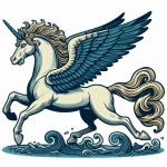 Ancient Greek Pegasus with Horn and Wings 🦄🕊️ Colored Example