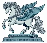Ancient Greek Pegasus with Wings and Horn Statue 🗿🦄 Colored Example