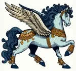 Ancient Greek Pegasus with Wings Walking 🚶🐎 Colored Example