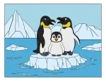 Penguin Family Standing on an Iceberg in the Arctic 🐧❄️🌊 Colored Example