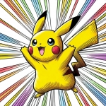 Pikachu Jumping with Colors Radiating ⚡🌈✨ Colored Example