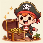 Pirate with Gold Treasure 🏴‍☠️💰💎 Colored Example
