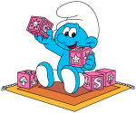 Playful Baby Smurf with Building Blocks 🧒🧱😊 Colored Example
