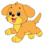 Playful Puppy with a Big Smile and Wagging Tail 🐶🐾😊 Colored Example