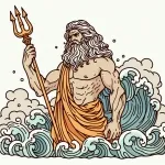 Greek God Poseidon with Trident in the Sea 🎨🌊 Colored Example