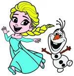 Princess Elsa and Olaf from Disney Frozen 🎬❄️😊 Colored Example