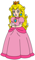 Princess Peach in Her Elegant Dress with Crown 👑🌸👗 Colored Example