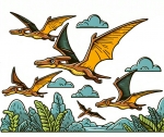 Pterosaurs Dinosaurs Flying above Land and Water 🦕🌊✈️ Colored Example