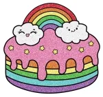 Rainbow Cake with Clouds, Stars, and Dripping Top Layer Smiling 🍰🌈☁️⭐😊 Colored Example