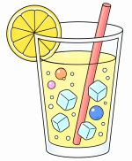 Refreshing Lemonade Glass with Ice 🍋🥤🧊 Colored Example