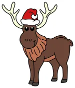 Festive Reindeer with Santa Hat 🦌🎅🎄 Colored Example
