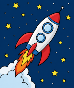 Rocket Launching Into Space with Fiery Exhaust 🚀🌌🔥 Colored Example