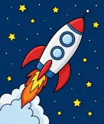 Rocket Launching Into Space with Fiery Exhaust 🚀🌌🔥 Colored Example