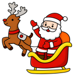 Santa Claus and Reindeer Flying in Sleigh 🎅🦌✨ Colored Example