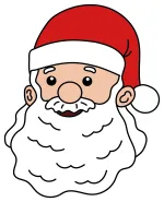 Cheerful Santa Claus Face 🎅🎁🎉 Colored Example