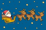 Santa Claus on Sleigh Pulled by Deer Flying through Starry Sky 🎅🦌⭐✨ Colored Example