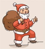 Winking Santa Carrying Bag on Back and Thumbs Up 🎅🎁👍 Colored Example