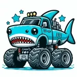 Scared Shark Monster Truck 🦈🚚💫 Colored Example