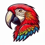 Scarlet Macaw Parrot Bird Head 🌴🌺🦜 Colored Example