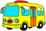 A School Bus with Friendly Features and Happy Passengers 🚌👧👦 Colored Example