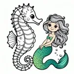 Sea Horse with Mermaid 🌊🧜‍♀️🐚 Colored Example