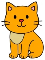 Simple Sitting Cat with a Sweet Face 🐱🧡😺✨🌼 Colored Example