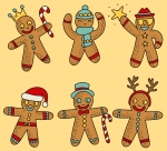 Six Funny Gingerbread Man Cookies Dancing 🍪🎄🕺 Colored Example