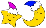 Sleeping Star and Moon with Nightcaps 🌙⭐😴💤🛌 Colored Example