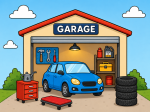 Small City Car in a Friendly Garage 🚗🛠️🏠 Colored Example