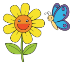 Smiling Flower with Butterfly and Friendly Face 🌼🦋😊 Colored Example