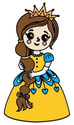 Smiling Princess with Crown and Braided Hair 👑😊💫✨ Colored Example