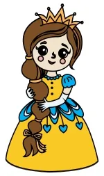 Smiling Princess with Crown and Braided Hair 👑😊💫✨ Colored Example