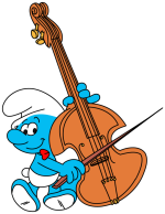 Music Smurf Playing Contrabass with a Happy Face 🎻🎶😊 Colored Example