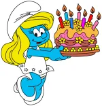 Smurfette Celebrating with a Beautiful Birthday Cake 🎂🎉🎈 Colored Example