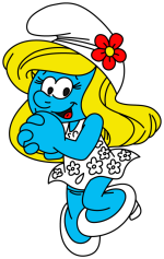 Smurfette in a Flower Dress with a Red Flower 🌸💙👗 Colored Example