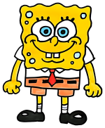SpongeBob SquarePants with a Red Tie and Big Smile 🧽😊 Colored Example