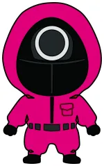 Cute Squid Game Circle Mask Guard 🎲🎮🔒 Colored Example